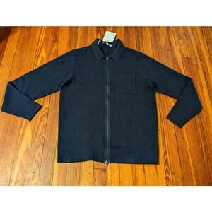 Selected Homme Mens Size Large zipper Front neck bottom Jacket Navy Blue